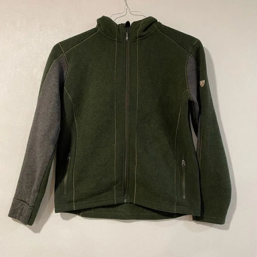 KUHL Fleece Jacket Youth L 14/16 | Green Zip-Up Performance Outdoor Full Zip Hoo